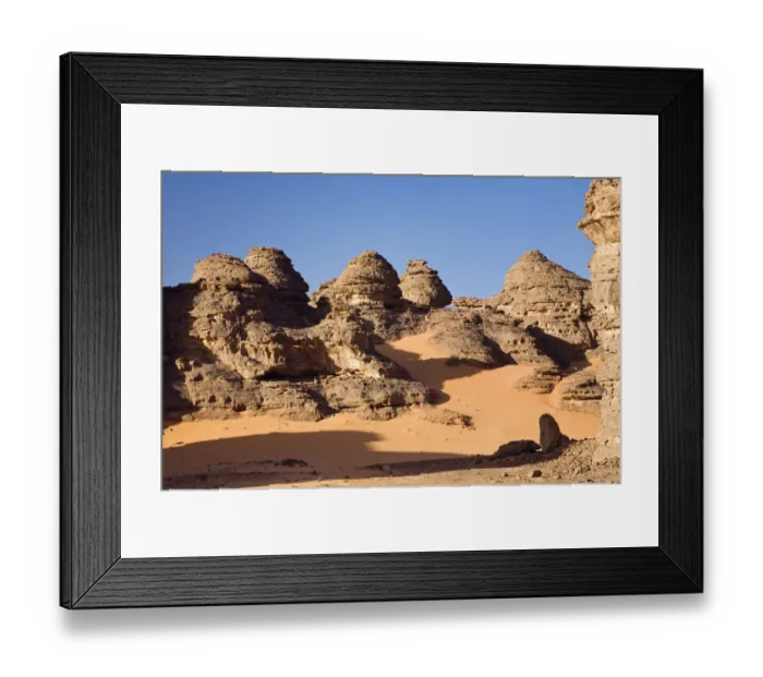 Framed Print : Rock formations in the Libyan Desert, Wadi Awis, Akakus Mountains, Libya, North Africa, Africa