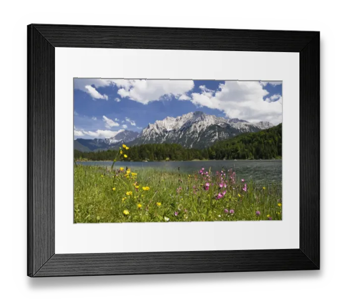 Framed Print : Lautersee Lake, Karwendel Mountains, Werdenfelser Land, Upper Bavaria, Bavaria, Germany, Europe