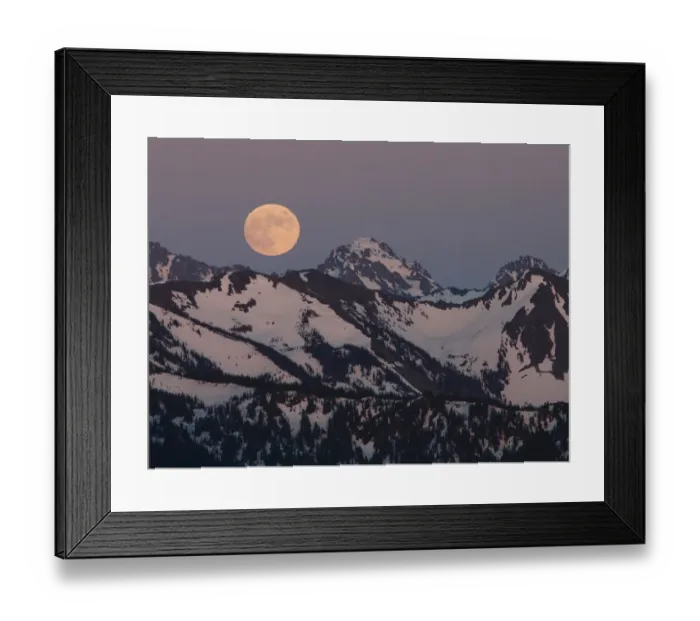 Framed Print : Full moon above the Olympic Peninsula, Washington, USA Framed Print : Full moon above the Olympic Peninsula, Washington, USA