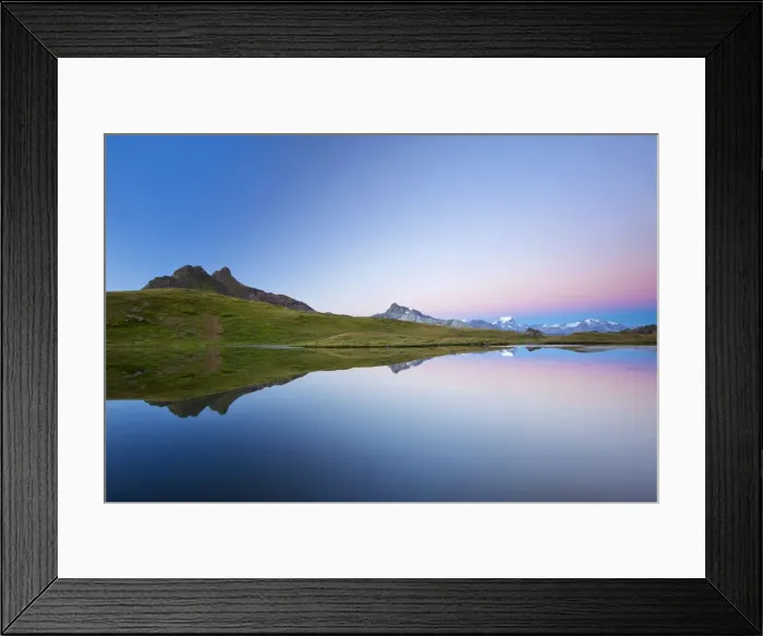 Framed Print : Early morning mood on Lake Berglimatt with a reflection of the Glarus Alps, Canton of Glarus, Switzerland, Europe Framed Print : Early morning mood on Lake Berglimatt with a reflection of the Glarus Alps, Canton of Glarus, Switzerland, Europe