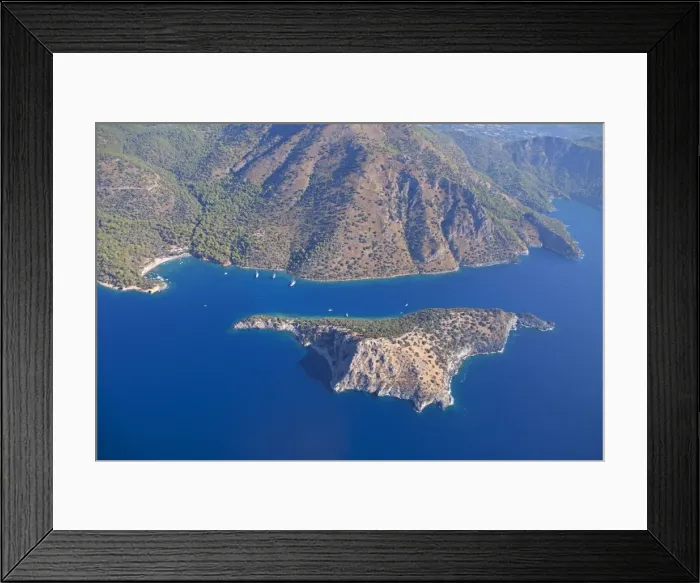 Framed Print : Aerial view, St. Nicholas Island near Fethiye, Turkish Aegean, Turkey, Asia Framed Print : Aerial view, St. Nicholas Island near Fethiye, Turkish Aegean, Turkey, Asia