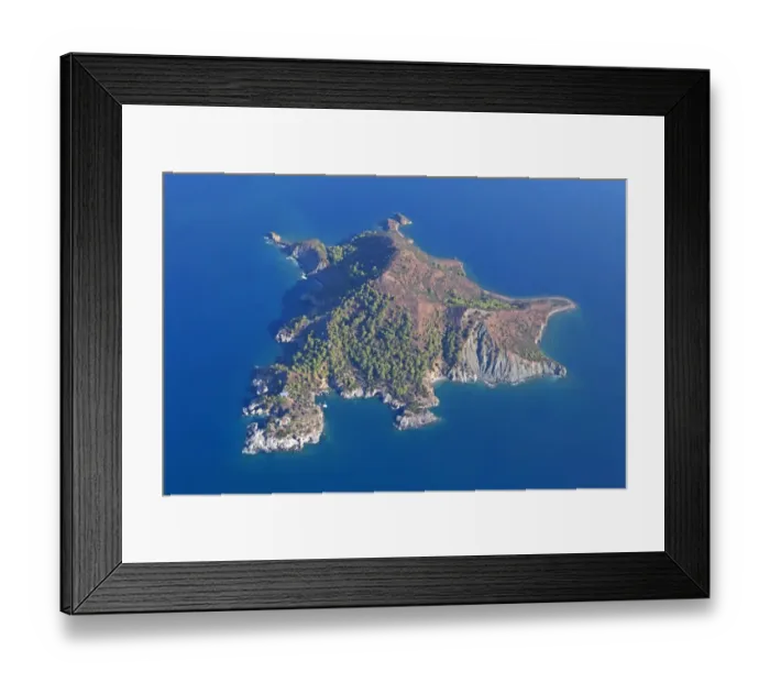Framed Print : Aerial view, island near Fethiye, Turkish Aegean, Turkey, Asia Framed Print : Aerial view, island near Fethiye, Turkish Aegean, Turkey, Asia