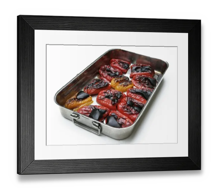 Framed Print : Grilled red and yellow peppers, in preparation for the Peperonata appetizer Framed Print : Grilled red and yellow peppers, in preparation for the Peperonata appetizer