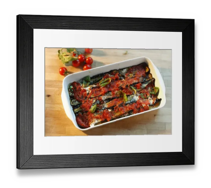 Framed Print : Prepared eggplant casserole