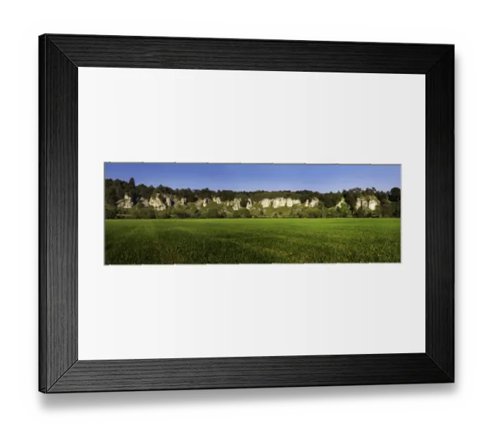 Framed Print : Rock formation twelve apostles with a green meadow, Altmuehltal nature park, near Solhofen, Bavaria, Germany, Europe Framed Print : Rock formation twelve apostles with a green meadow, Altmuehltal nature park, near Solhofen, Bavaria, Germany, Europe