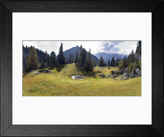 Framed Print : Mountain forest and a lake near Mauritzalm in the Rofan Mountains, Achensee, Tyrol, Austria, Europe Framed Print : Mountain forest and a lake near Mauritzalm in the Rofan Mountains, Achensee, Tyrol, Austria, Europe