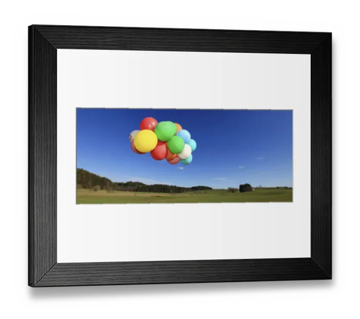Framed Print : Many colourful balloons in a green landscape, Allgaeu, Germany, Europe Framed Print : Many colourful balloons in a green landscape, Allgaeu, Germany, Europe
