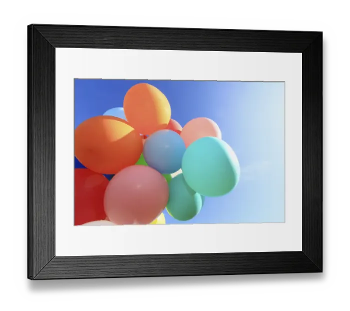 Framed Print : Many colourful balloons against a blue sky Framed Print : Many colourful balloons against a blue sky