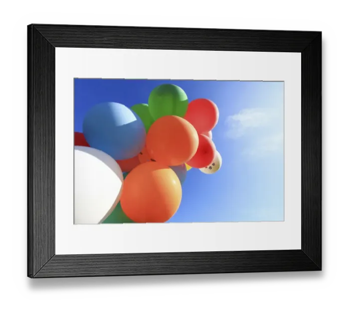 Framed Print : Many colourful balloons against a blue sky Framed Print : Many colourful balloons against a blue sky