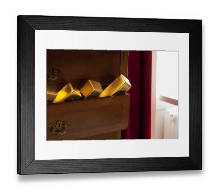Framed Print : Gold bars in a drawer cabinet Framed Print : Gold bars in a drawer cabinet