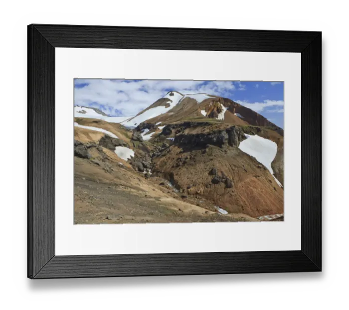 Framed Print : River in front of a snow-covered volcano, Eyjafjallajoekull, Iceland, Europe