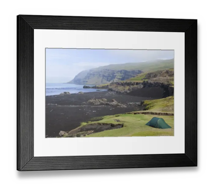 Framed Print : Lonely tent on a meadow in the early morning fog, Osthoefn, Heradsfloi bay, Greenland Sea, Atlantic coast, Iceland, Europe Framed Print : Lonely tent on a meadow in the early morning fog, Osthoefn, Heradsfloi bay, Greenland Sea, Atlantic coast, Iceland, Europe