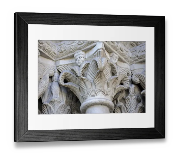 Framed Print : Architectural sculptures on the facade of the Grossmuenster church, Zurich, Switzerland, Europe Framed Print : Architectural sculptures on the facade of the Grossmuenster church, Zurich, Switzerland, Europe
