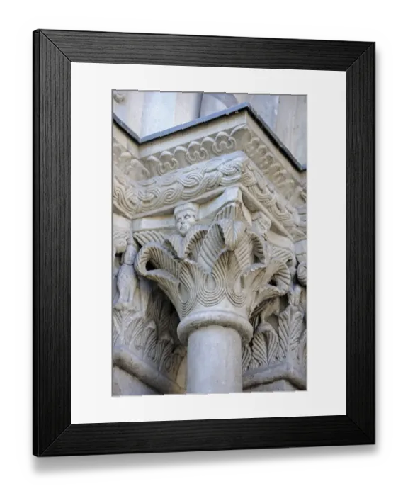 Framed Print : Architectural sculptures on the facade of the Grossmuenster church, Zurich, Switzerland, Europe Framed Print : Architectural sculptures on the facade of the Grossmuenster church, Zurich, Switzerland, Europe