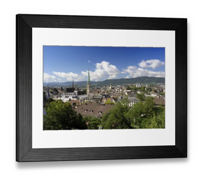 Framed Print : Overlooking Zurich, Switzerland, Europe Framed Print : Overlooking Zurich, Switzerland, Europe