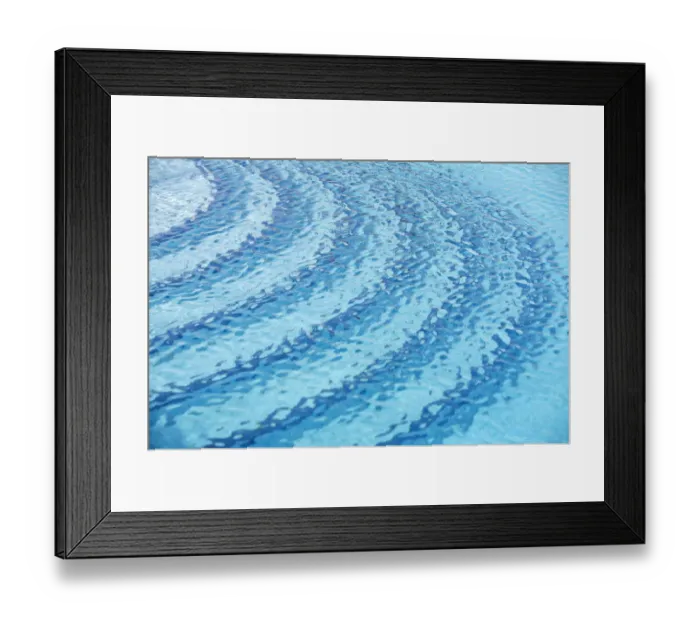 Framed Print : Rippled water surface in a swimming pool, detail, blue with steps below the surface Framed Print : Rippled water surface in a swimming pool, detail, blue with steps below the surface