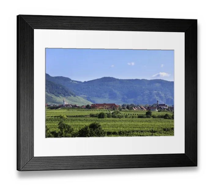 Framed Print : View from Sankt Michael village looking towards Woesendorf and Weissenkirchen, Wachau valley, Waldviertel region, Lower Austria, Austria, Europe Framed Print : View from Sankt Michael village looking towards Woesendorf and Weissenkirchen, Wachau valley, Waldviertel region, Lower Austria, Austria, Europe