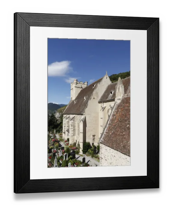 Framed Print : Fortified church of Saint Michael, municipality of Weissenkirchen, Wachau valley, Waldviertel region, Lower Austria, Austria, Europe