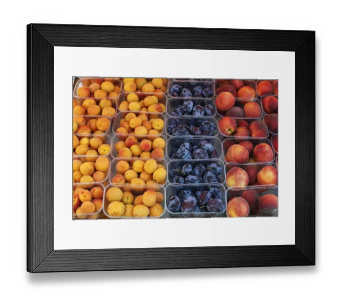 Framed Print : Apricot, plums and peaches in plastic cups, Wachau, Lower Austria, Austria, Europe Framed Print : Apricot, plums and peaches in plastic cups, Wachau, Lower Austria, Austria, Europe