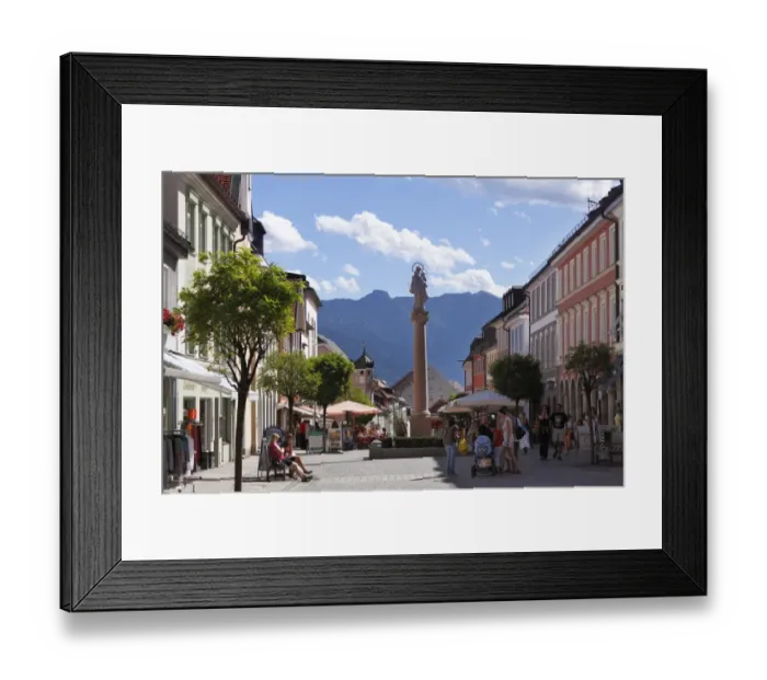 Framed Print : Obermarkt, Upper Market square with a Marian column, Murnau, Upper Bavaria, Bavaria, Germany, Europe Framed Print : Obermarkt, Upper Market square with a Marian column, Murnau, Upper Bavaria, Bavaria, Germany, Europe