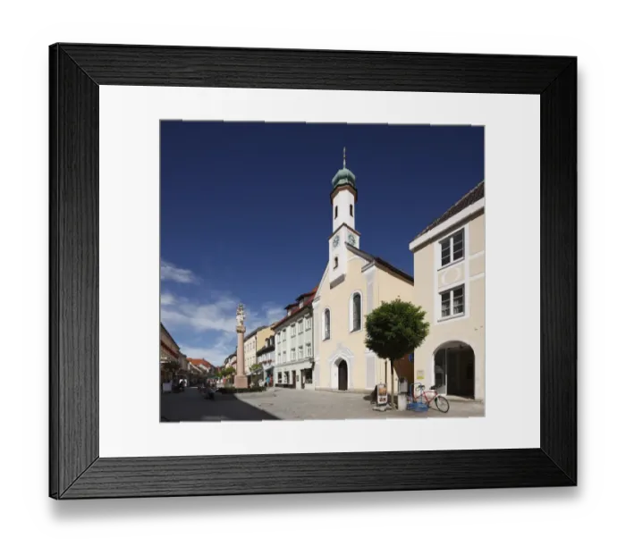 Framed Print : Marian Column and Church of Maria Hilf on Untermarkt, Lower Market square, Murnau, Upper Bavaria, Bavaria, Germany, Europe Framed Print : Marian Column and Church of Maria Hilf on Untermarkt, Lower Market square, Murnau, Upper Bavaria, Bavaria, Germany, Europe