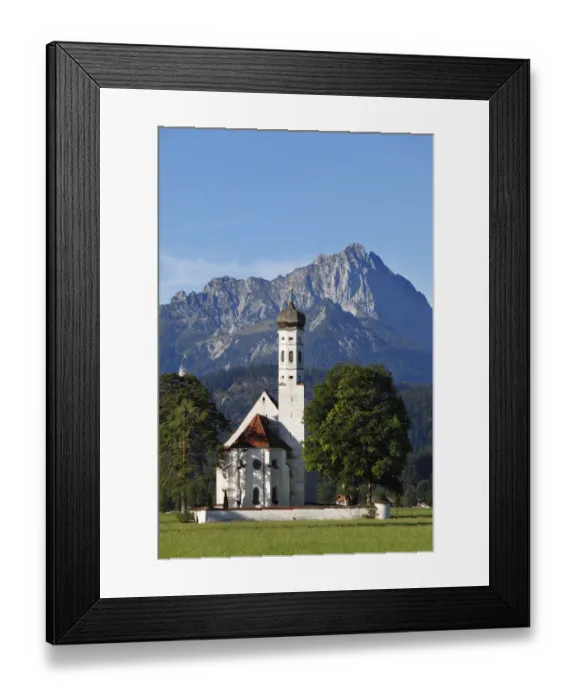 Framed Print : Church of St. Coloman or Colomanskirche, Schwangau, in front of the Tannheimer Mountains, Ostallgaeu, Allgaeu, Schwaben, Bavaria, Germany, Europe Framed Print : Church of St. Coloman or Colomanskirche, Schwangau, in front of the Tannheimer Mountains, Ostallgaeu, Allgaeu, Schwaben, Bavaria, Germany, Europe