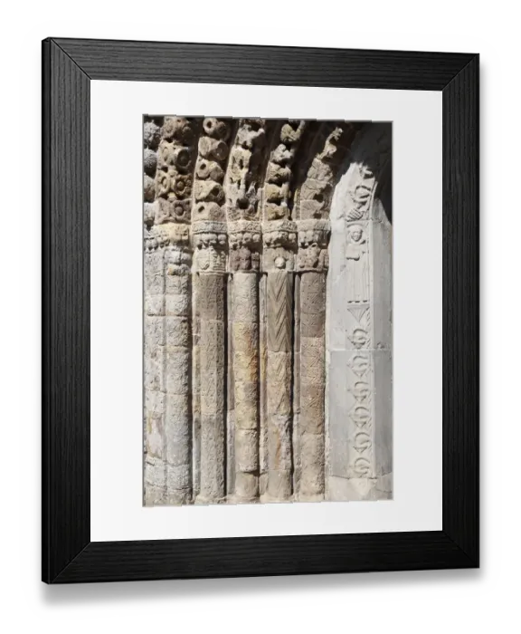 Framed Print : Detail of portal, St. Brendans Cathedral, Clonfert Cathedral, County Galway, Connacht, Republic of Ireland, Europe