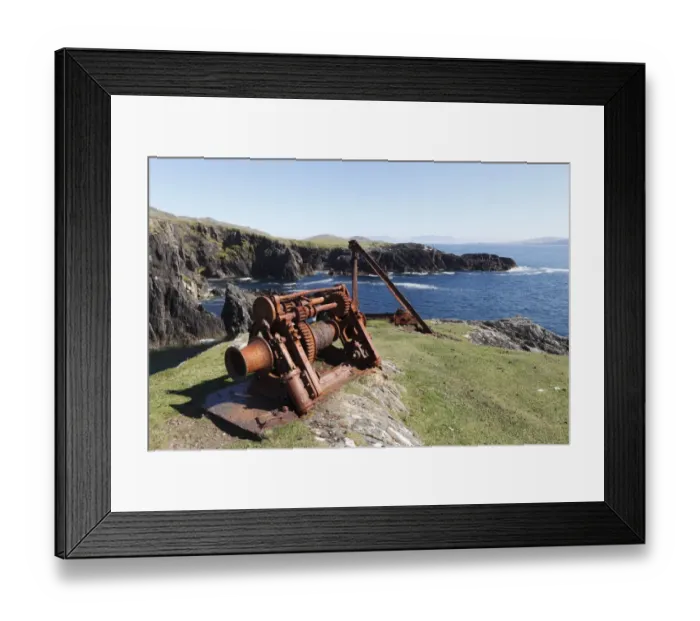 Framed Print : Cable winch, rocky coast in the south of Achill Island, County Mayo, Connacht province, Republic of Ireland, Europe Framed Print : Cable winch, rocky coast in the south of Achill Island, County Mayo, Connacht province, Republic of Ireland, Europe