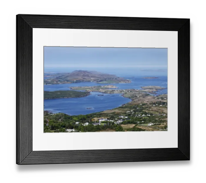 Framed Print : View from Diamond Hill over Letterfrack and Ballynakill Harbour, Connemara National Park, County Galway, Republic of Ireland, Europe Framed Print : View from Diamond Hill over Letterfrack and Ballynakill Harbour, Connemara National Park, County Galway, Republic of Ireland, Europe