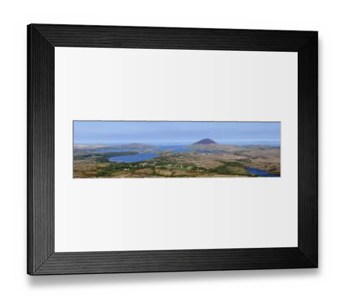 Framed Print : Panoramic view from Diamond Hill over Letterfrack and Ballynakill Harbour, Connemara National Park, County Galway, Republic of Ireland, Europe Framed Print : Panoramic view from Diamond Hill over Letterfrack and Ballynakill Harbour, Connemara National Park, County Galway, Republic of Ireland, Europe