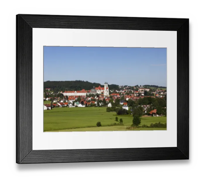Framed Print : Ottobeuren with the Benedictine abbey and Ottobeuren Abbey, Unterallgaeu district, Allgaeu region, Swabia, Bavaria, Germany, Europe