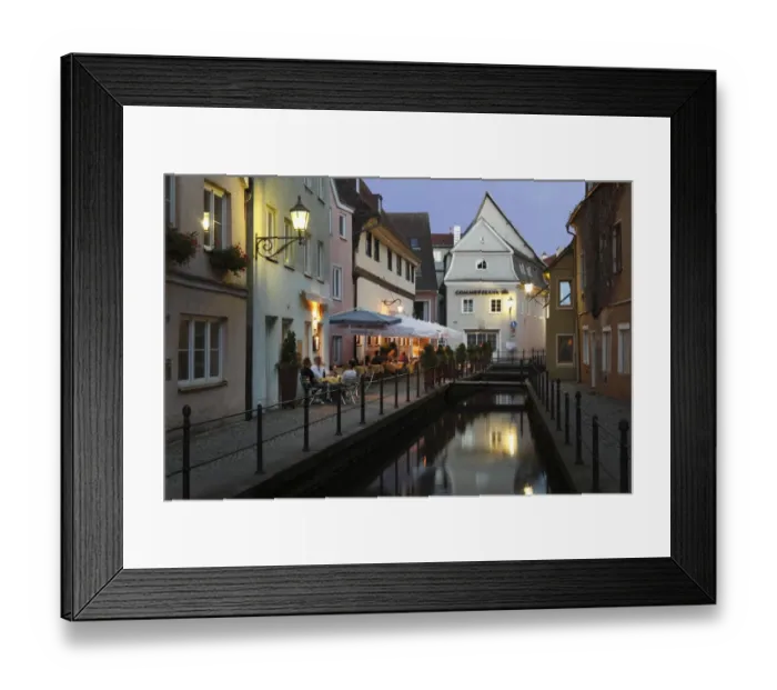 Framed Print : Memminger Ach river, Untere Bachgasse, Memmingen, Unterallgaeu, Allgaeu region, Schwaben, Bavaria, Germany, Europe