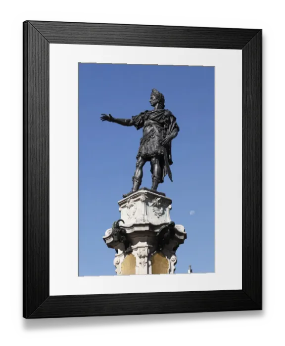 Framed Print : Emperor Augustus, Augustusbrunnen fountain on the town hall square, Augsburg, Schwaben, Bavaria, Germany, Europe