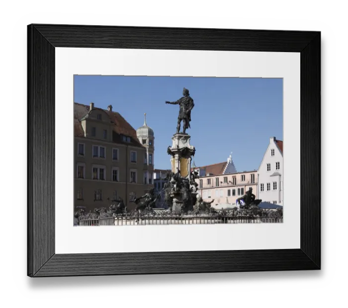 Framed Print : Augustusbrunnen fountain on the town hall square, Augsburg, Schwaben, Bavaria, Germany, Europe