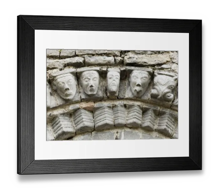 Framed Print : Faces of stone, Dysert O Dea church ruins near Corofin, County Clare, Ireland, Europe Framed Print : Faces of stone, Dysert O Dea church ruins near Corofin, County Clare, Ireland, Europe