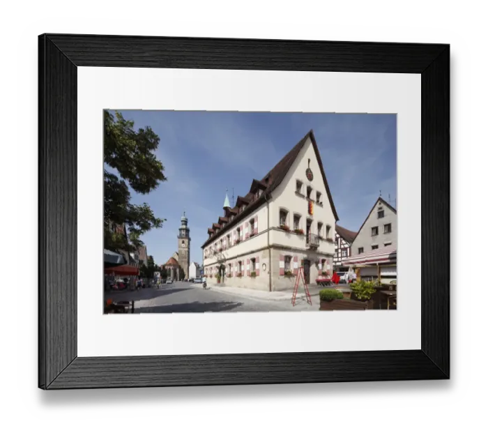 Framed Print : Old town hall and parish church, Marktplatz Square, Lauf an der Pegnitz, Franconia, Bavaria, Germany, Europe