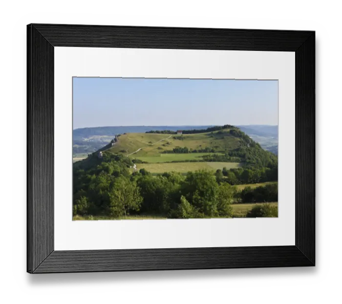Framed Print : Walberla peak with Walpurgiskapelle chapel, view from the Rodenstein peak, Mt. Ehrenbuerg, Naturschutzgebiet Ehrenbuerg nature reserve, Franconian Switzerland, Franconian Alb, Upper Franconia, Franconia, Bavaria, Germany, Europe