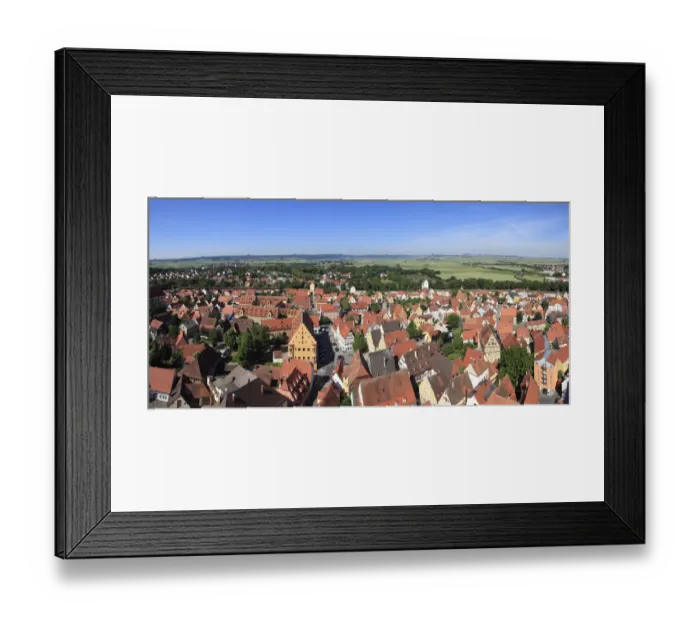 Framed Print : View from the tower of the Daniel or St. -Georgs-Kirche church to the west, Noerdlingen, Swabia, Bavaria, Germany, Europe