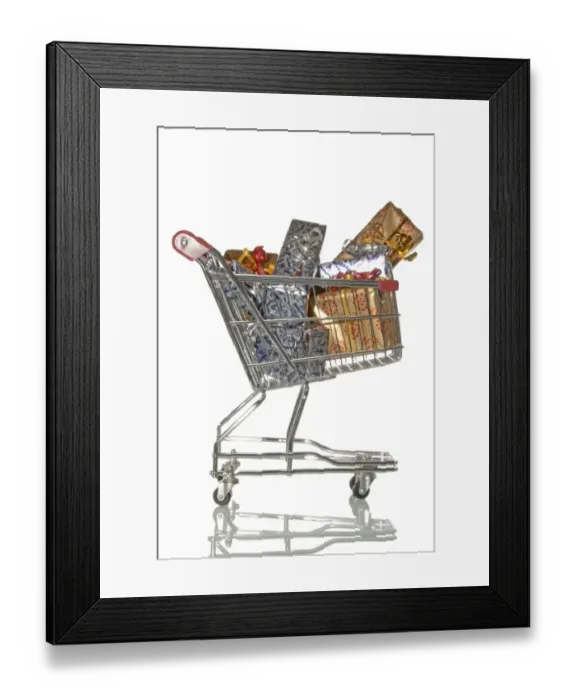 Framed Print : Shopping trolley full of presents Framed Print : Shopping trolley full of presents