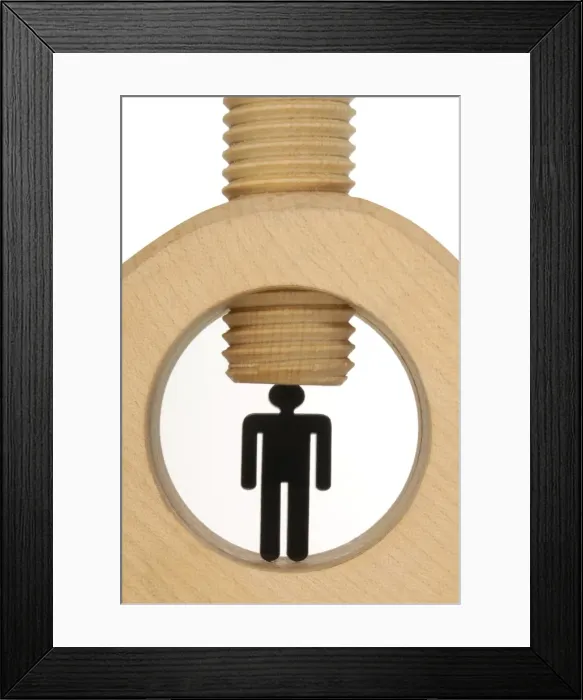 Framed Print : Black figure of a female in a clamp, pressure to perform Framed Print : Black figure of a female in a clamp, pressure to perform