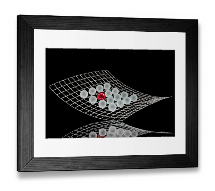 Framed Print : Grid with many white balls and a red ball, symbolic image for networks Framed Print : Grid with many white balls and a red ball, symbolic image for networks