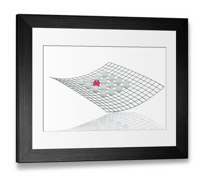 Framed Print : Grid with many white balls and a red ball, symbolic image for networks Framed Print : Grid with many white balls and a red ball, symbolic image for networks