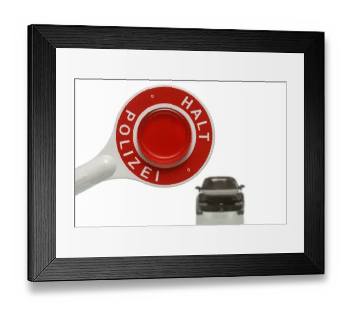 Framed Print : Police signalling disc stopping a car Framed Print : Police signalling disc stopping a car