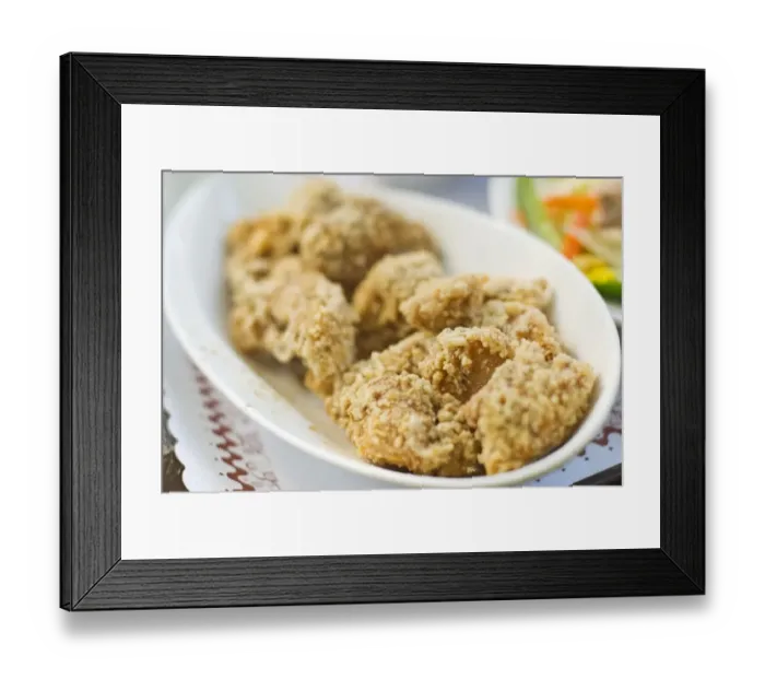 Framed Print : Fried chicken in white dish Framed Print : Fried chicken in white dish