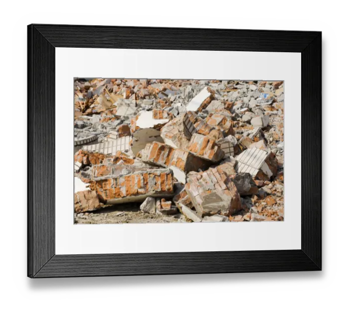 Framed Print : Debris of a destroyed building Framed Print : Debris of a destroyed building