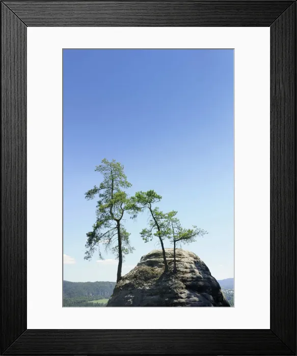 Framed Print : Bastion rock formation, Elbsandsteingebirge Elbe Sandstone Mountains, Nationalpark Saechsische Schweiz national park, Saxon Switzerland, Saxony