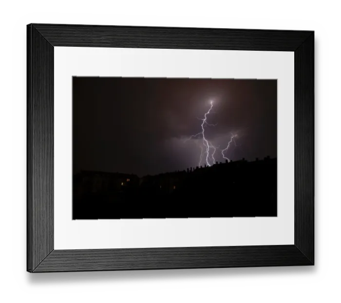 Framed Print : Lightning over a residential area in Leipzig, Saxony, Germany, Europe Framed Print : Lightning over a residential area in Leipzig, Saxony, Germany, Europe
