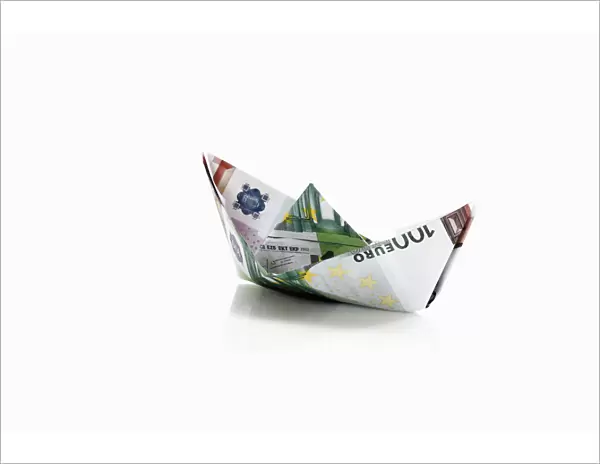 Paper boat from euro notes