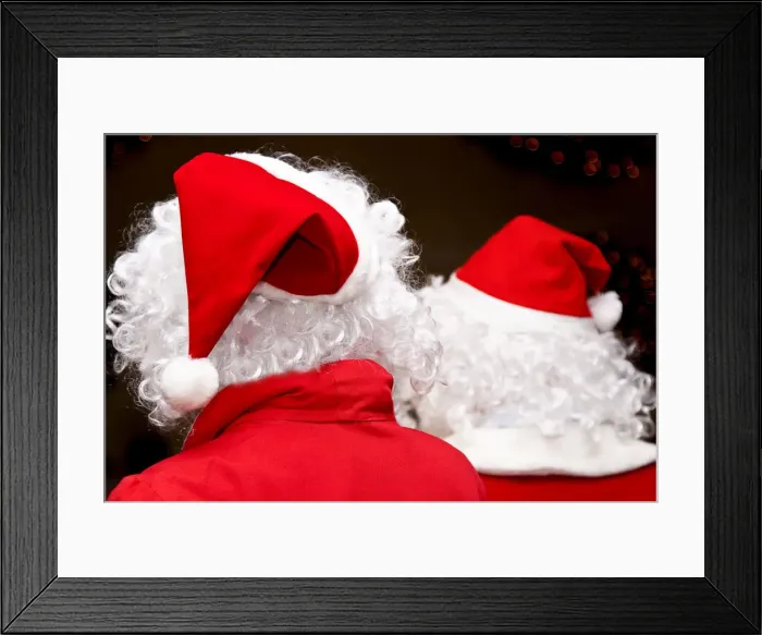 Framed Print : Two santas, viewed from behind Framed Print : Two santas, viewed from behind