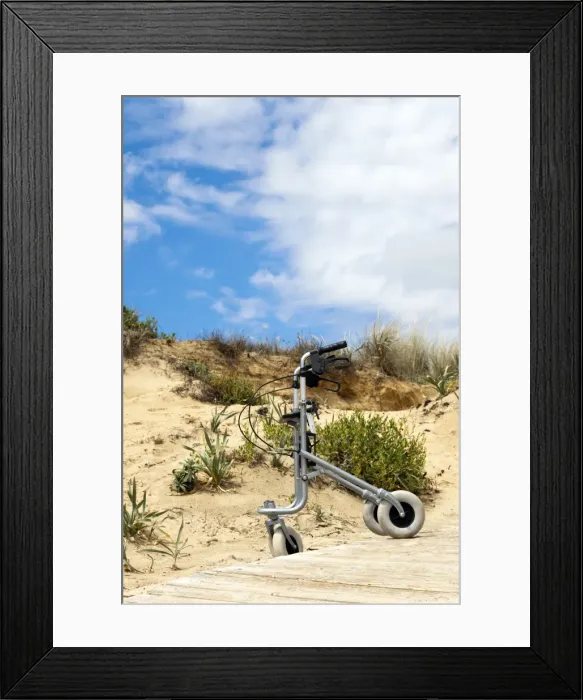 Framed Print : Walking frame left on the beach Framed Print : Walking frame left on the beach